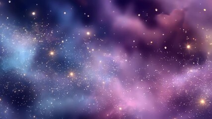Outer space backdrop filled with subtle nebulous haze and multicolored sparkling stars giving a dreamy cosmic appearance