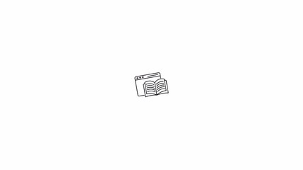 Open book and computer screen icon representing online learning and digital education resources.