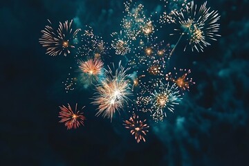 Colorful fireworks exploding in the night sky