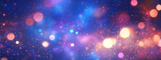 Abstract cosmic background with glowing bokeh lights and vibrant colors