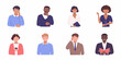 © Sanjoy - Diverse group of eight people in flat illustration style with various expressions and activities