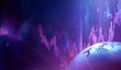 © Mia - Futuristic digital earth with neon stock market graph, purple blue abstract finance data analysis visualization