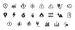 © Jayanto - Electricity and energy icon set. Vector glyph pictograms of lightning bolt, battery, plug, solar panel, wind turbine, power, renewable energy, electrical safety black silhouette. vector eps file.