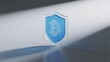 © jiale - Blue shield emblem with Bitcoin symbol on reflective surface
