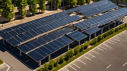Solar panels parking lot renewable energy sustainable technology clean power photovoltaic array efficiency