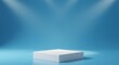 © sharp - Minimalist White Pedestal on Blue Gradient Background with Spotlight Effect