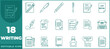 © AshrafStore - Writing modern line icon set. Vector pictograms of pens, notebooks, typewriters, text, content creation, and blogging thin linear illustration.