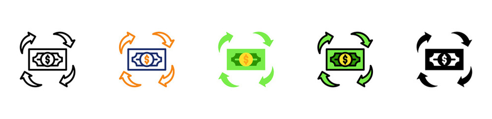 Cashflow Icon Multiple Style Collection Set 