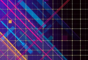 Wall Mural - Abstract geometric grid, intersecting lines forming a complex network of squares and rectangles,  monochrome,  network
