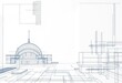 © DITSARAPHAN - Abstract architectural blueprint designs, geometric shapes, lines, and structures, framework, template