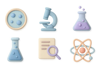 Science icons illustration: educational and modern design for media and print