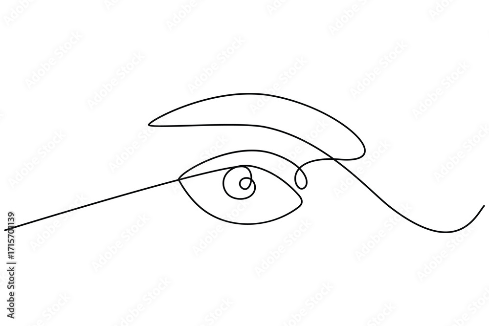 Eye single line art in one continuous line.human eye one line art ...