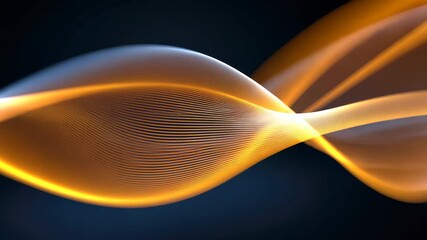 Abstract Wavy Lines in Gold and Blue on Dark Background Elegant Flowing Curves Light Effects Smooth Texture Motion Graphics for Backdrop Presentation and Visual