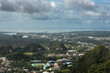 Aerial view of Krabi town and the scenic coastline of Krabi province, Thailand. Coastal landscape with blue sea, tropical greenery, and urban area.