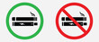 © Quirk Craft Studio - No smoking, No vaping combined sign. No smoking symbol. no smoke circle in red and green. stop symbol icon set