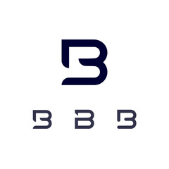 Wall Mural - Technical logo Letter B, digital cyber space alphabet font, set of three different of the made stencil style