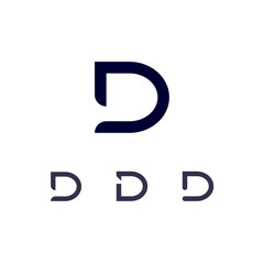 Wall Mural - Technical logo Letter D, digital cyber space alphabet font, set of three different of the made stencil style