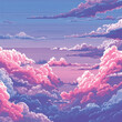 ©  Sheton - 픽셀 아트 스타일의 핑크빛 구름 풍경