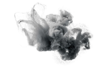 Wall Mural - Abstract grayscale image depicting a dramatic explosion or cloud of smoke, isolated on a transparent background. background removed