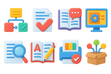 illustration of simple print workflow icons for design and composition