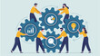 © Megla - Vector art of teamwork and collaboration in business with gears and icons