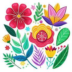 Vector Flower and Leaf Set – Perfect for DIY Designs .Adobe Illustrator Artwork