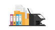 © Ophelia - Office printer and documents with colorful folders on white background