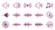 © Ophelia - Minimalist audio icons set with gradient sound waves and music symbols