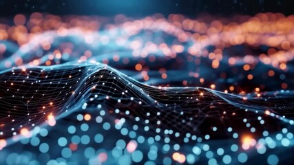 Wall Mural - A glowing neural network with abstract connections and sparks on a dark background — design for presentations on future technologies, illustrations for articles on artificial intelligence, banner desi