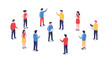 © Ophelia - Isometric team collaboration concept with diverse group communication and interaction