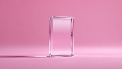 Clear glass rectangular prism on pink background