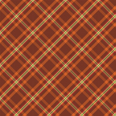 Wall Mural - Plaid with twill weave repeat pattern in brown.Checkered tartan gingham seamless pattern for fall autumn.Geometric graphic vector illustration background design for fabric and prints.