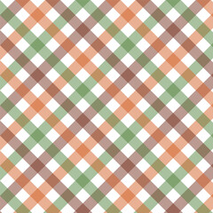 Wall Mural - Multicolor gingham seamless pattern in brown green orange white.Checkered tartan plaid repeat pattern for fall autumn.Geometric vector background wallpaper for fabric and prints.