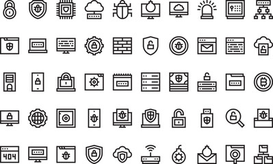 Computer security and safety Icons Modern Illustration Symbol Design Template for Web and Mobile UI. Editable Stroke Pictogram for Business Projects and Apps.