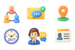 © Ophelia - 3d communication icons: customer support, messaging, and time management