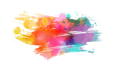 Wall Mural - Multicolored watercolor painted grunge brushed background - template for your designs. Purple, pink and orange colored