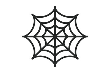 Spiderweb icon, cobweb symbol. Black linear vector illustration. Halloween spooky decoration element. Scary horror graphic. Simple outline drawing isolated. Gothic style pattern.