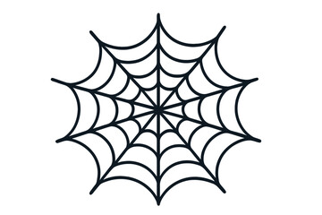 Spiderweb icon vector illustration. Cobweb symbol for Halloween. Spooky, scary, creepy graphic design element. Simple flat arachnid net silhouette. Horror theme decoration or trap.