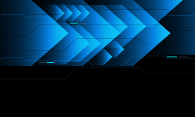 Wall Mural - Abstract blue arrow technology cyber futuristic style on black design modern creative background vector