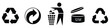 © Pulak - Trash can icon and Recycle icons set. Recycle sign or Packaging sign vector illustration, The universal recycling symbol isolated on white background. Pao cosmetic open 12 month life shelf.