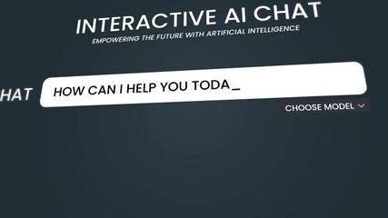 UI motion dynamic interactive AI chat interface typing animation isolated on black background