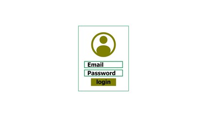 Wall Mural - Simple login interface design with icon email and password fields and login button lime green color animation. black background 4k video.
