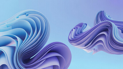 Canvas Print - Abstract flowing shapes in blue and purple gradient on a light blue background