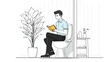 © MuhammadSaad50 - Man Sitting on Toilet Reading Book with Plan - Professional Image Usage