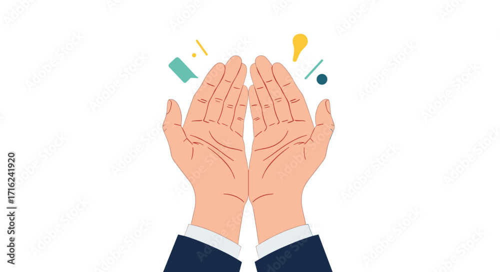 Greating Hands Sign Two open hands in a gesture of giving or receiving showing gratitude ...