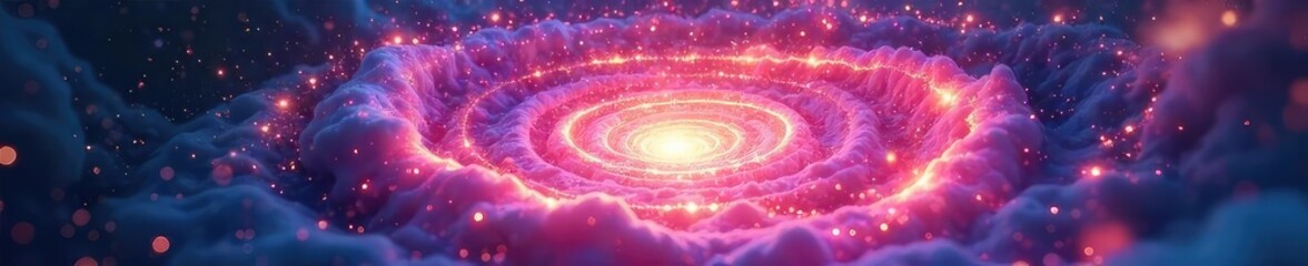 Wall Mural - a swirling vortex of vibrant, iridescent energy pulses with mystical power, radiating magical lumine