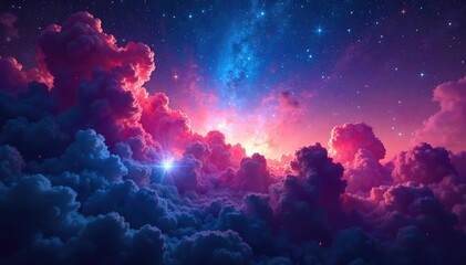 Wall Mural - Vast, ethereal nebulae painted across a vibrant, azure sky; cosmic dust and gas illuminated by distant stars A breathtaking celestial landscape , dark nebula, dust, gas
