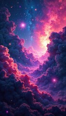 Wall Mural - swirling nebulae in vibrant hues create a cosmic abstract landscape deep space, celestial bodies, an