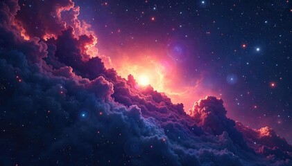 Wall Mural - vast cosmic expanse, swirling nebulae, distant galaxies, stars ignite in a breathtaking display of c