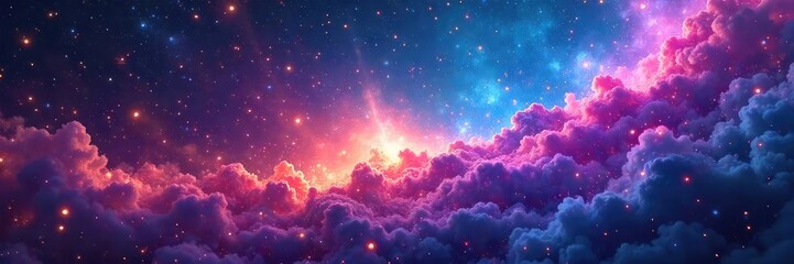 Wall Mural - vibrant, swirling nebulae of iridescent color explode across a dark, mystical canvas, creating a bre